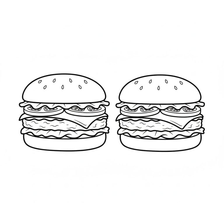Tô màu 2 Chiếc Bánh Hamburger