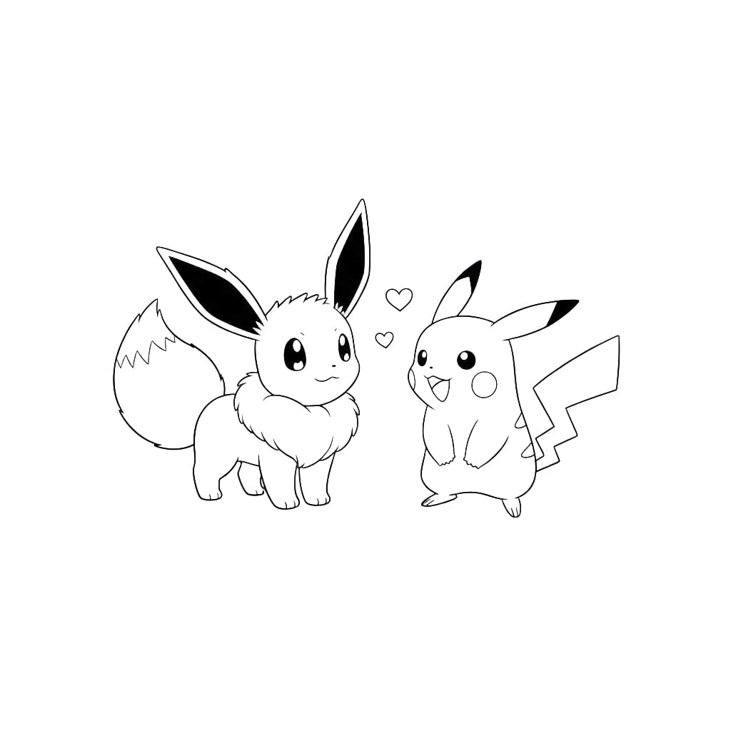 Tô màu Eevee Và Pikachu