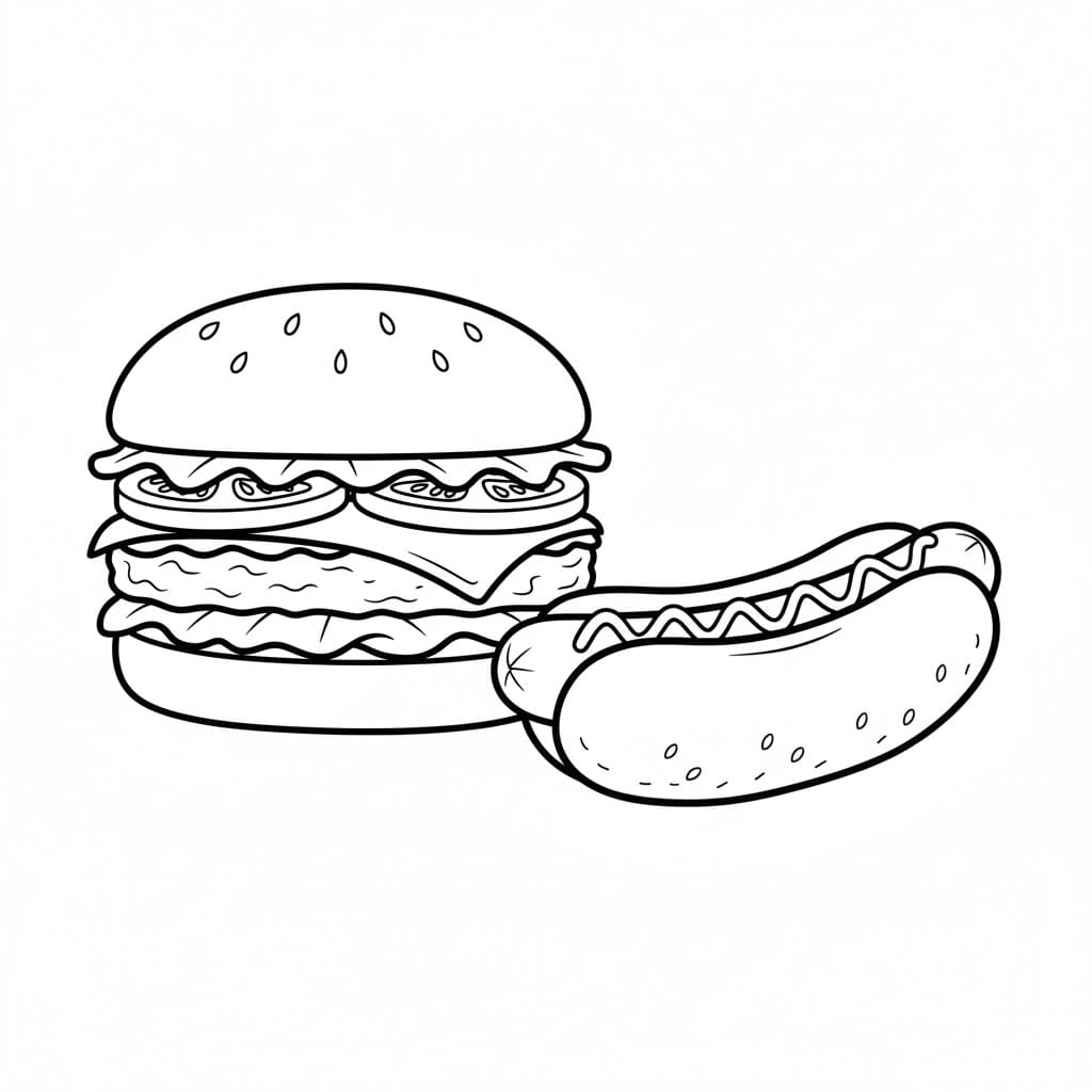 Tô màu Hamburger Và Hotdog