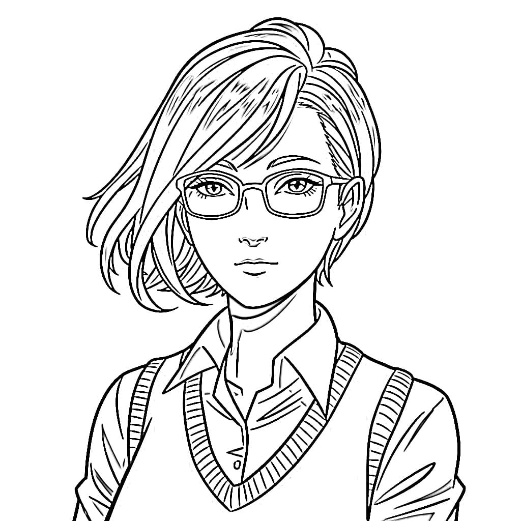 Tô màu Anime Girl Ngầu Đeo Kính
