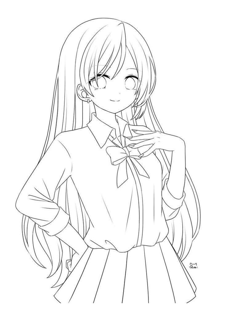 Tô màu Anime Girl Ngầu Đơn Giản