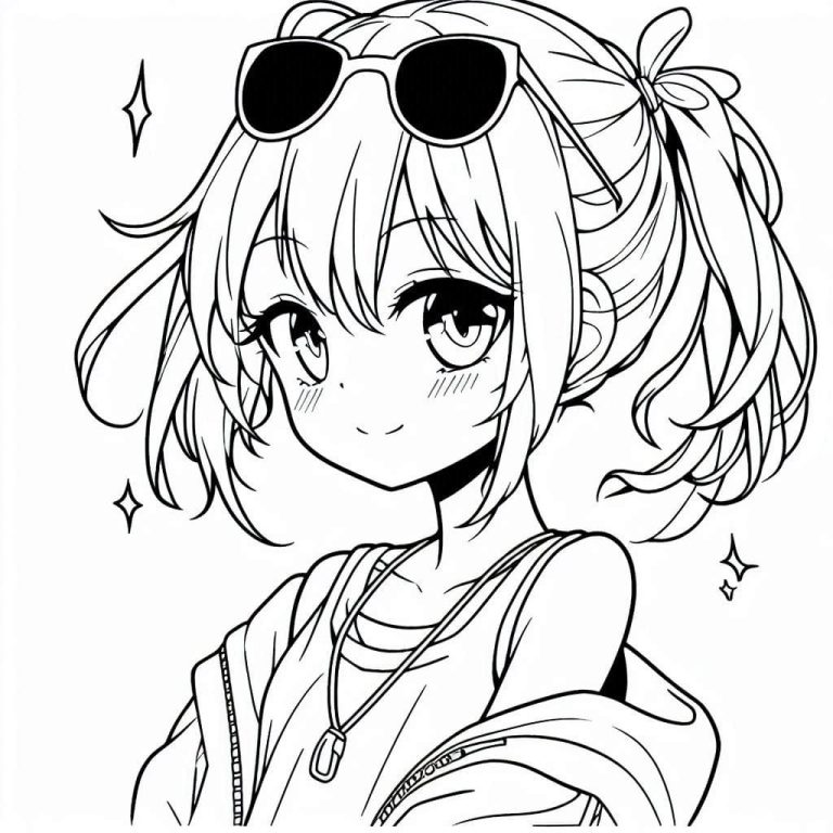 Tô màu Anime Girl Ngầu Với Kính Râm