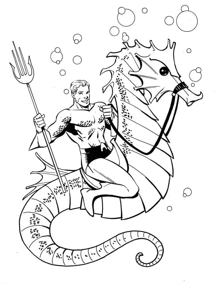 Tô màu Aquaman Cưỡi Cá Ngựa