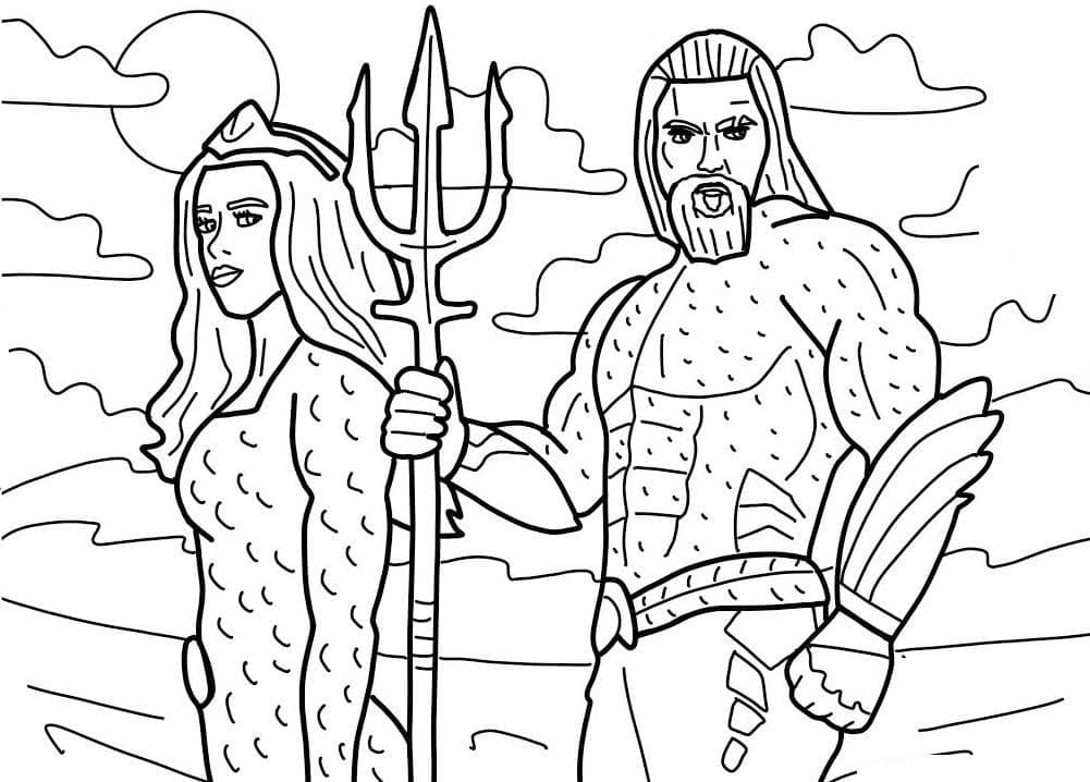 Tô màu Aquaman Và Mera