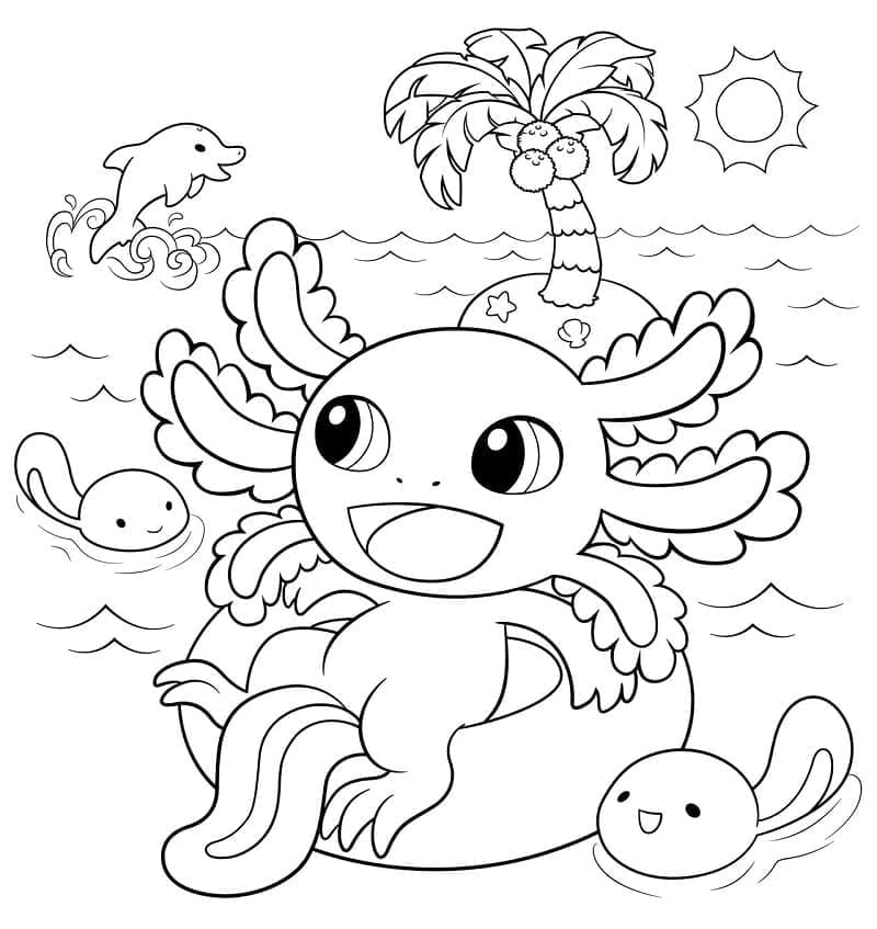 Tô màu Axolotl Vui Vẻ