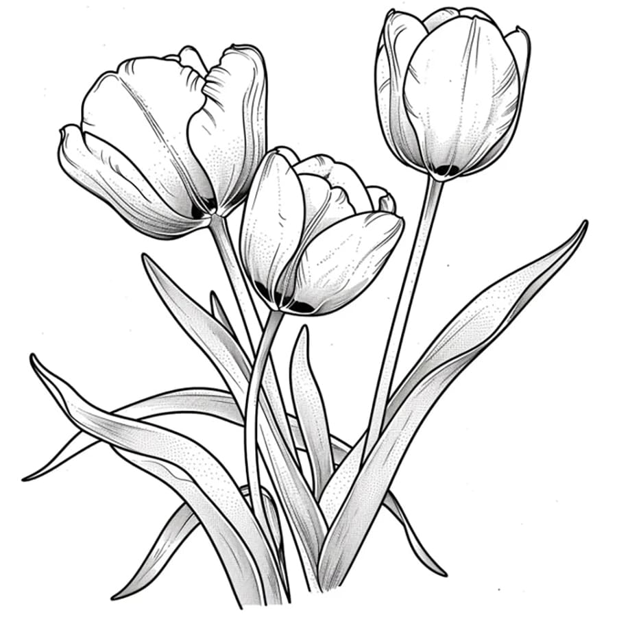 Tô màu Ba Bông Hoa Tulip