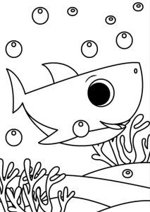 Tô màu Baby Shark Đang Bơi