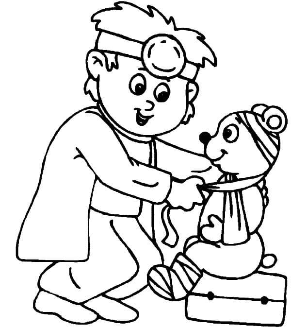Tô màu Bác Sĩ Thú Y Và Chú Gấu Nhỏ