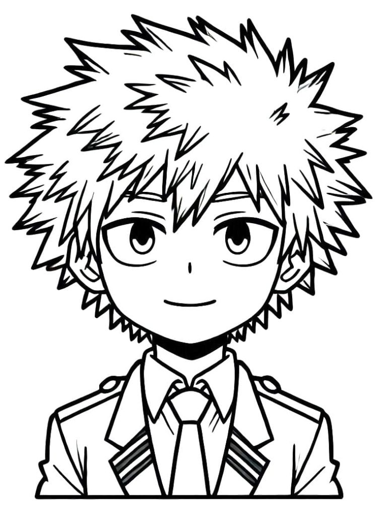 Tô màu Bakugo Mỉm Cười