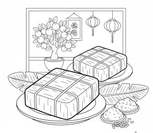 Tô màu Bánh Chưng Ngày Tết Nguyên Đán