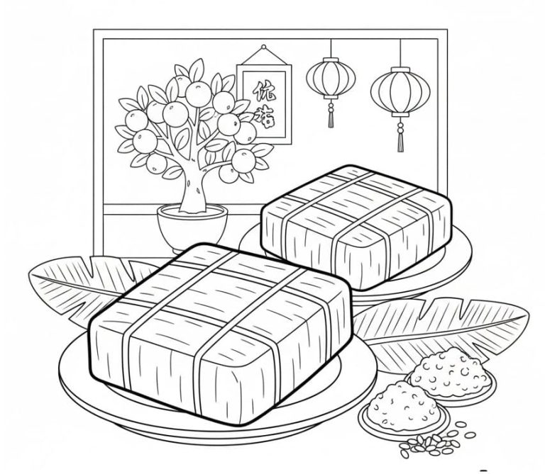 Tô màu Bánh Chưng Ngày Tết Nguyên Đán