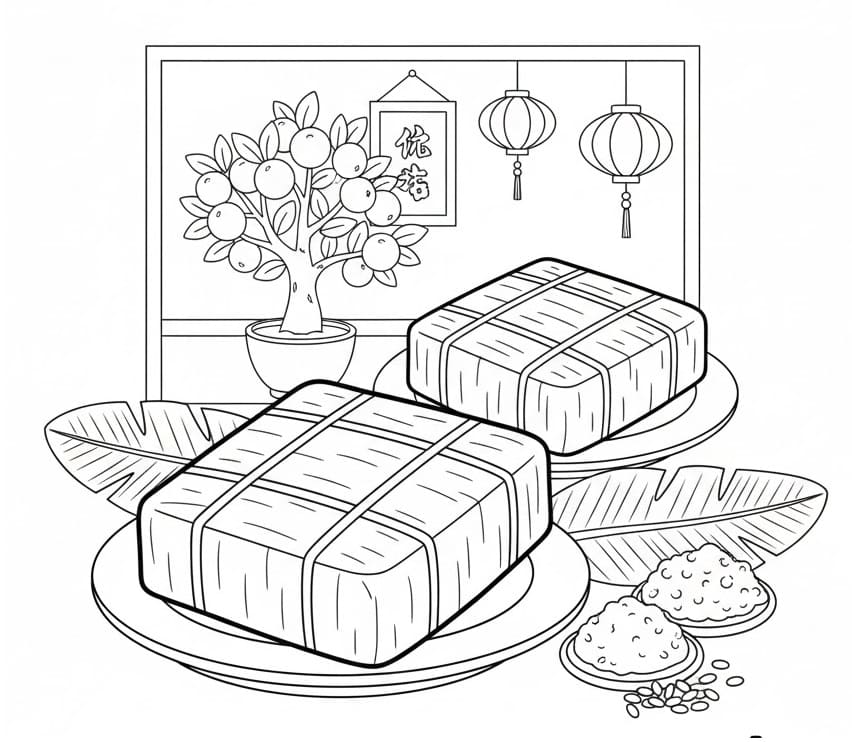 Tô màu Bánh Chưng Ngày Tết Nguyên Đán