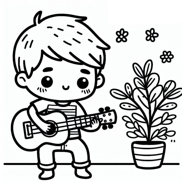 Tô màu Bé Đánh Đàn Ukulele