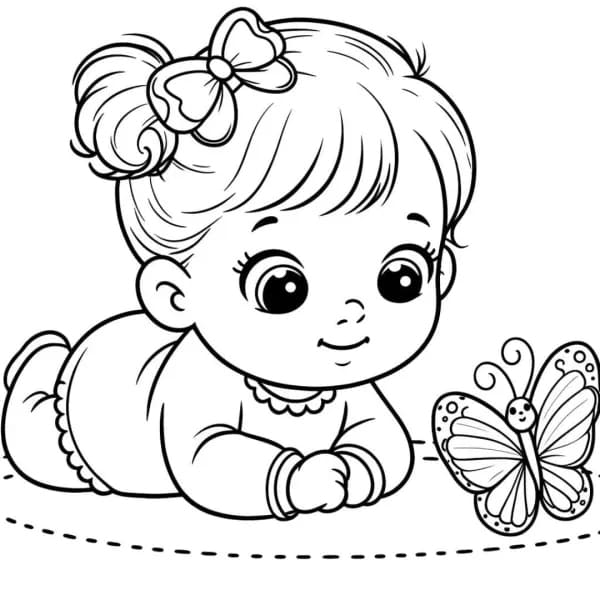 Tô màu Bé Gái Và Con Bướm