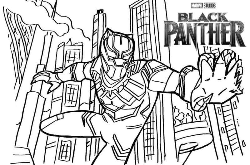 Tô màu Black Panther Trong Thành Phố