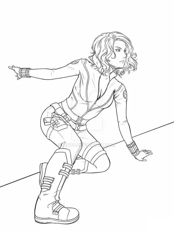 Tô màu Black Widow Đang Hành Động