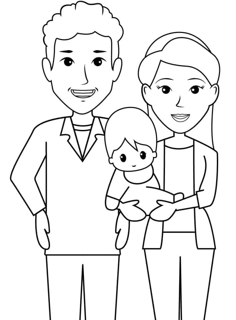 Tô màu Bố Mẹ Bế Con Trai