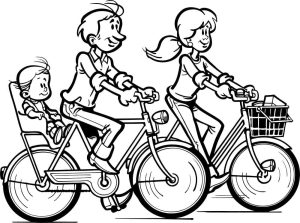 Tô màu Bố Mẹ Cùng Con Đạp Xe
