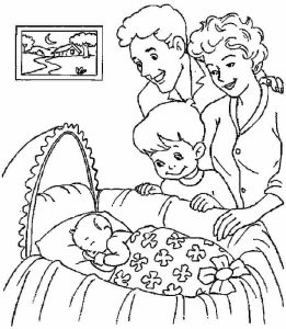 Tô màu Bố Mẹ Và Bé Vừa Sinh