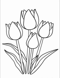 Tô màu Bốn Bông Hoa Tulip