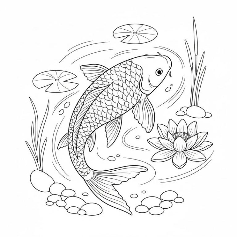 Tô màu Cá Koi Bơi