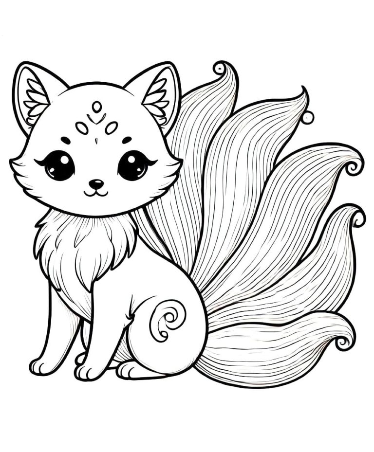 Tô màu Cáo Chín Đuôi Cute Nhất