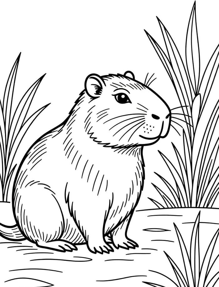 Tô màu Capybara Vui Vẻ