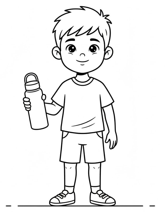 Tô màu Cậu Bé Cầm Bình Nước