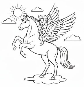 Tô màu Cậu Bé Cưỡi Ngựa Pegasus
