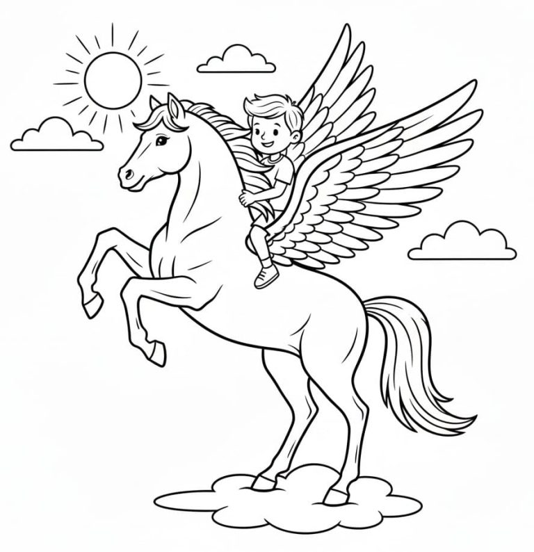 Tô màu Cậu Bé Cưỡi Ngựa Pegasus