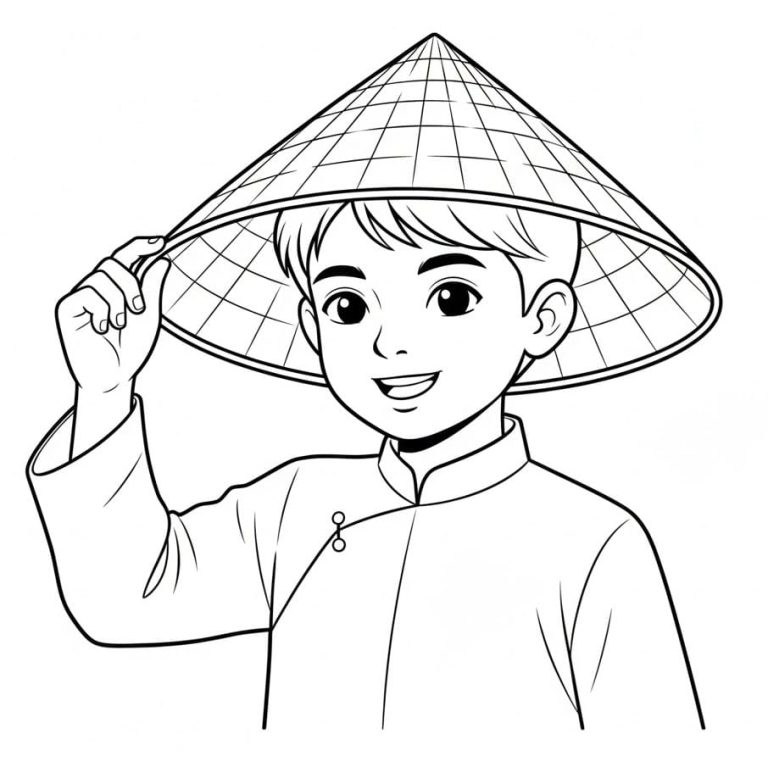 Tô màu Cậu Bé Đội Nón Lá