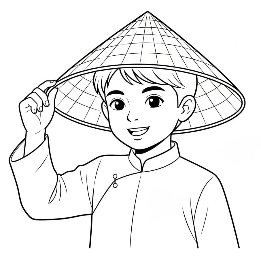 Tô màu Cậu Bé Đội Nón Lá