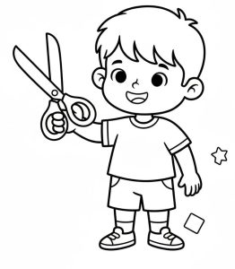 Tô màu Cậu Bé Với Cái Kéo