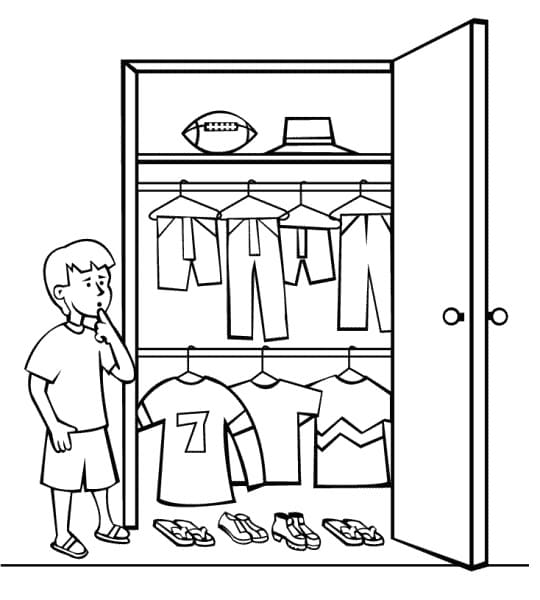 Tô màu Cậu Bé và Tủ Quần Áo
