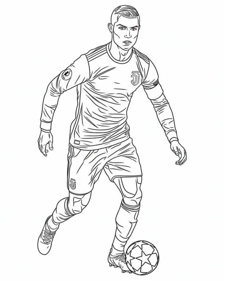 Tô màu Cầu Thủ Ronaldo Đá Bóng
