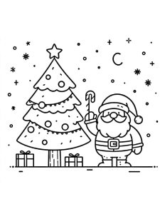 Tô màu Cây Thông Cạnh Ông Già Noel