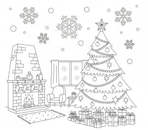 Tô màu Cây Thông Noel Ở Trong Nhà