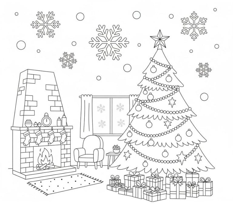Tô màu Cây Thông Noel Ở Trong Nhà