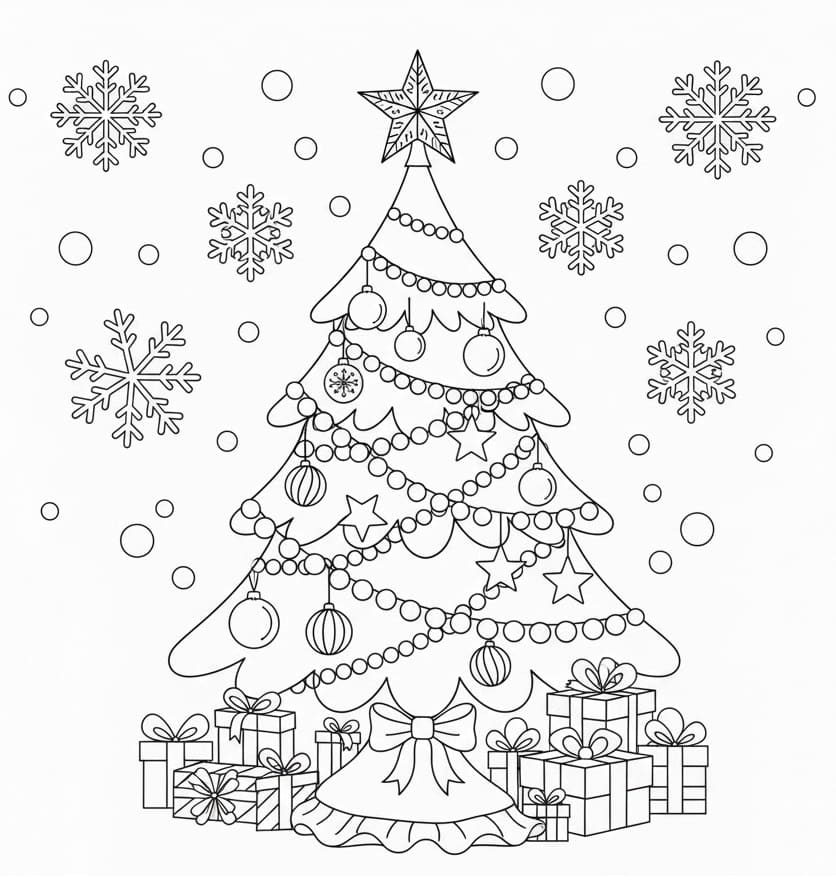 Tô màu Cây Thông Noel Và Những Món Quà