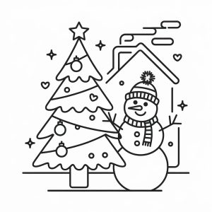 Tô màu Cây Thông Noel Với Người Tuyết