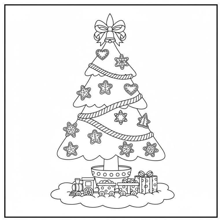Tô màu Cây Thông Trang Trí Noel
