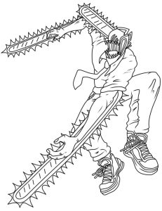 Tô màu Chainsaw Man Chiến Đấu
