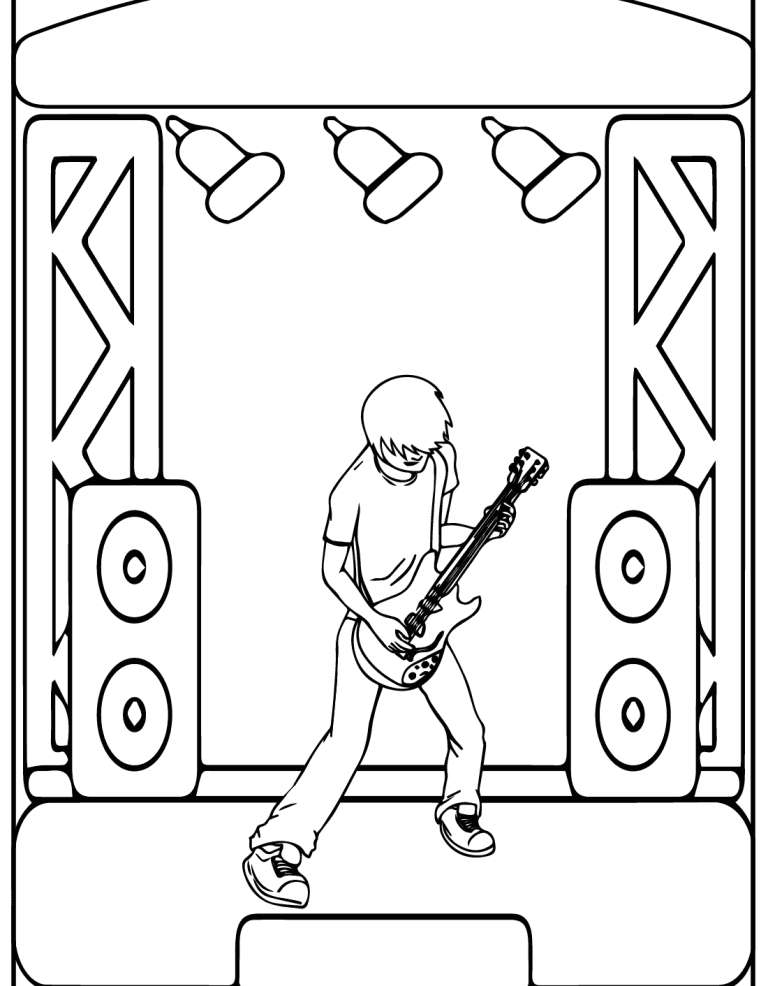 Tô màu Chàng Trai Với Cây Đàn Guitar Điện