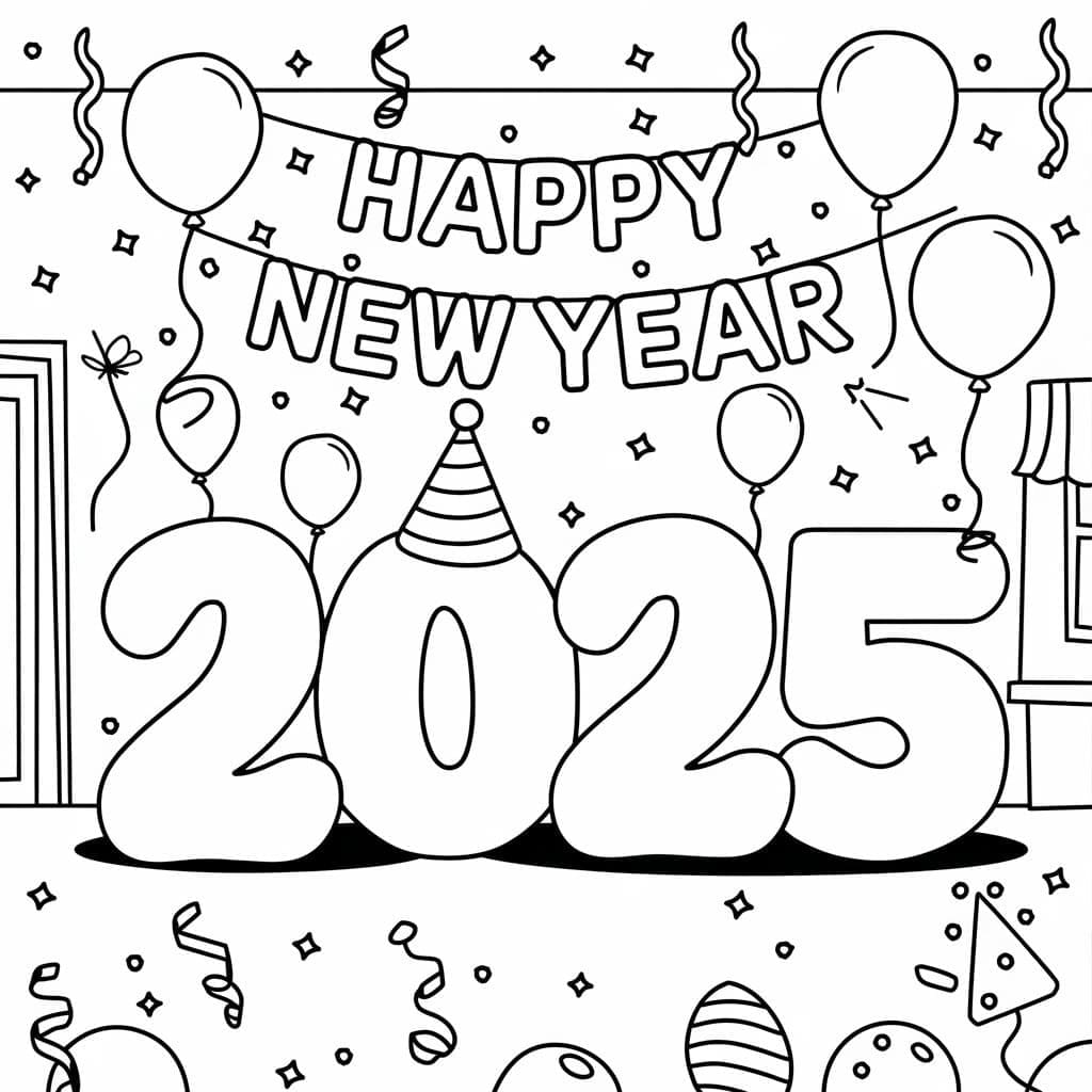 Tô Màu Chúc Mừng Năm Mới 2025