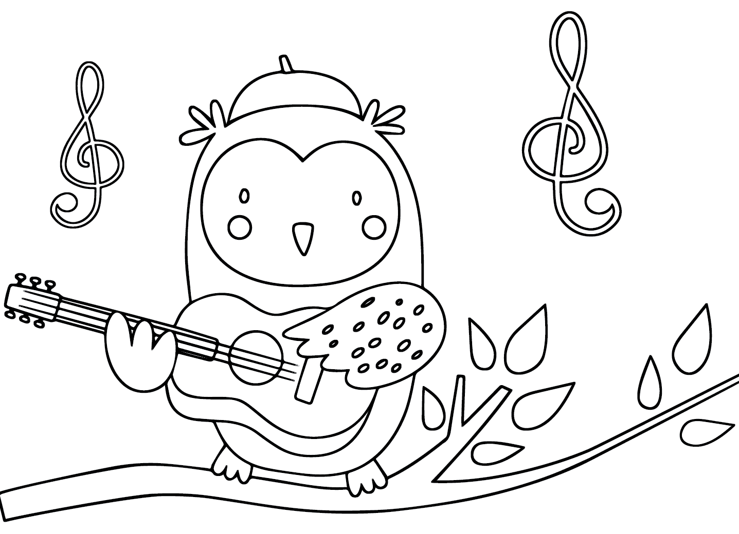 Tô màu Chim Chơi Đàn Guitar