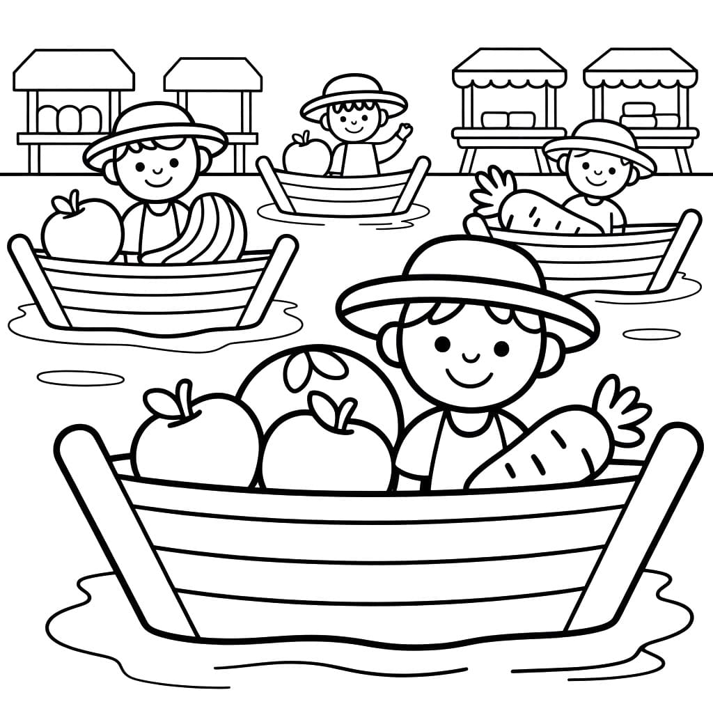 Tô màu Chợ Nổi Vùng Sông Nước