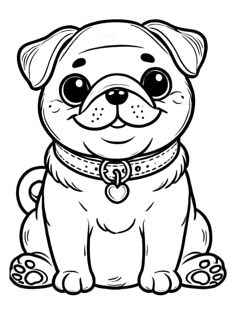 Tô màu Chó Pug Mỉm Cười