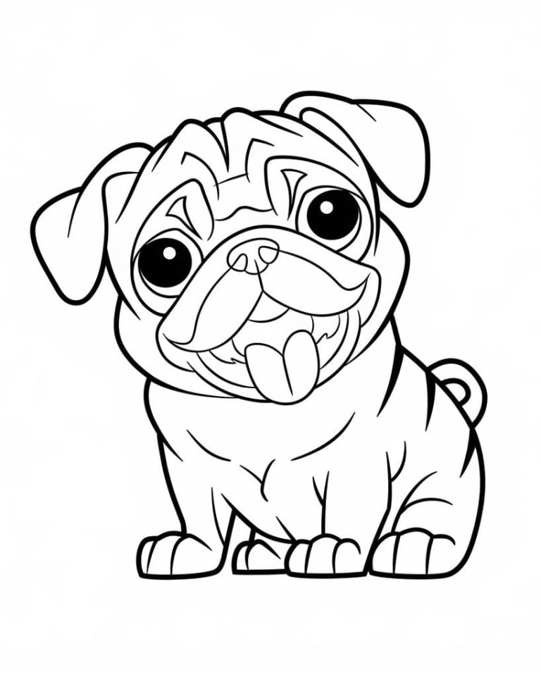 Tô màu Chó Pug Vui Mừng