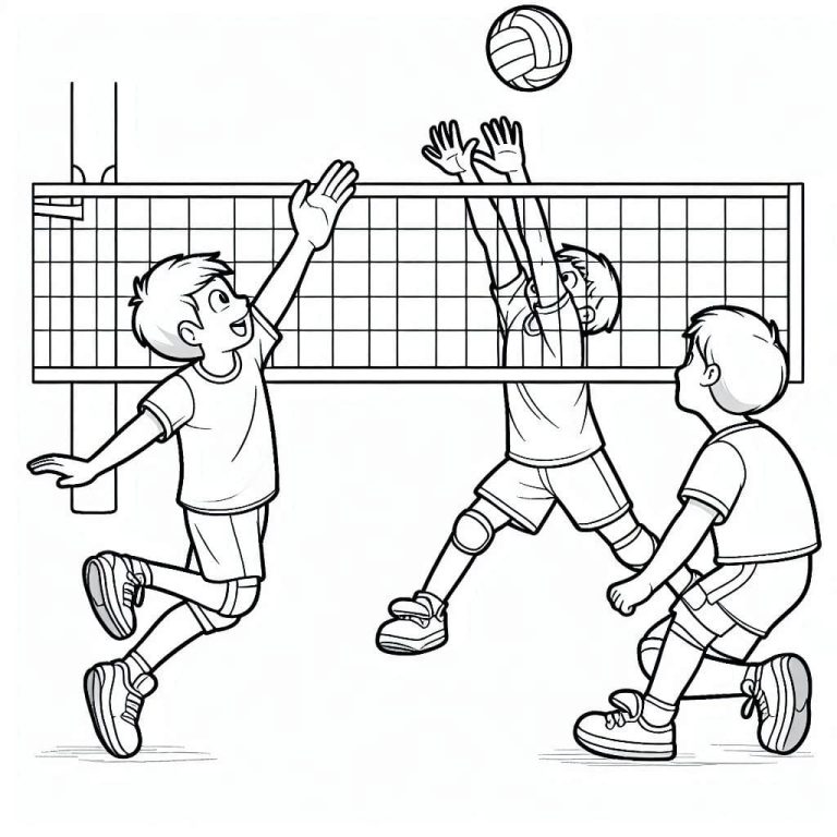 Tô màu Chơi Bóng Chuyền Vui Vẻ