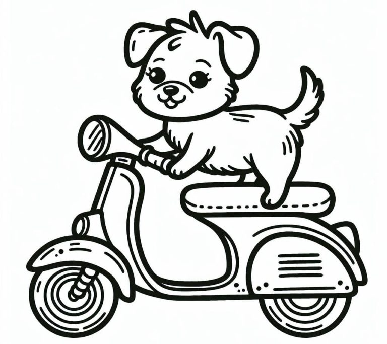 Tô màu Chú Chó Lái Xe Gắn Máy